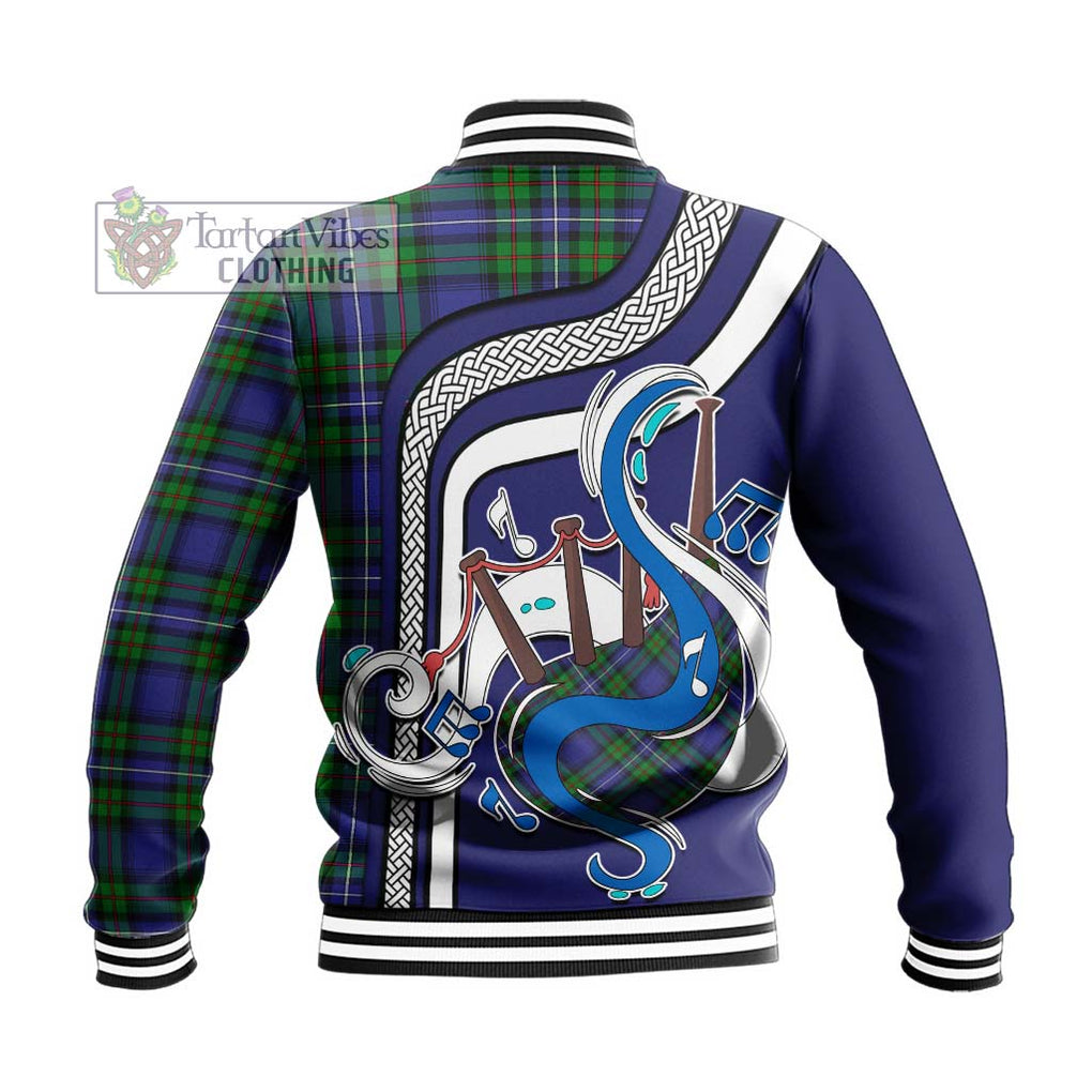 Tartan Vibes Clothing Donnachaidh Tartan Baseball Jacket with Epic Bagpipe Style