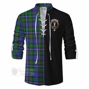 Tartan Vibes Clothing Donnachaidh Tartan Ghillie Kilt Shirt with Family Crest and Half Of Me Style