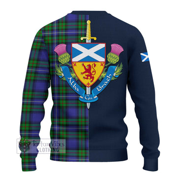 Donnachaidh Tartan Ugly Sweater Alba with Scottish Lion Royal Arm Half Style
