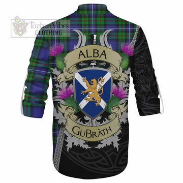 Tartan Vibes Clothing Donnachaidh Tartan Family Crest Ghillie Kilt Shirt Lion Rampant Royal Thistle Shield Celtic Inspired