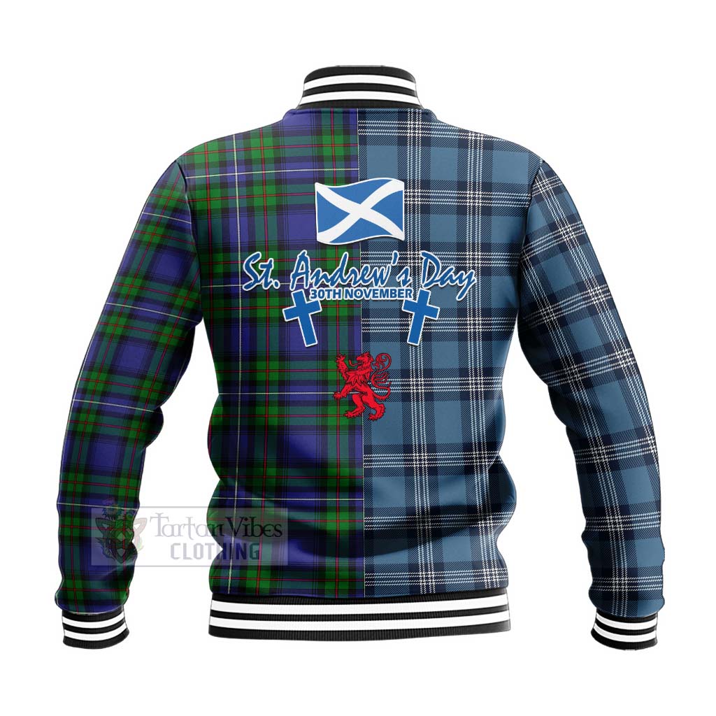 Donnachaidh Tartan Baseball Jacket Happy St. Andrew's Day Half Tartan Style - Tartan Vibes Clothing