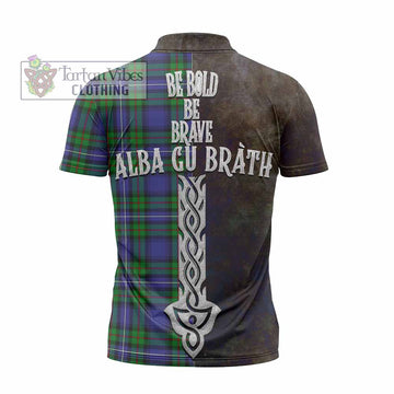 Donnachaidh Tartan Family Crest Zipper Polo Shirt Alba Gu Brath Be Brave Lion Ancient Style