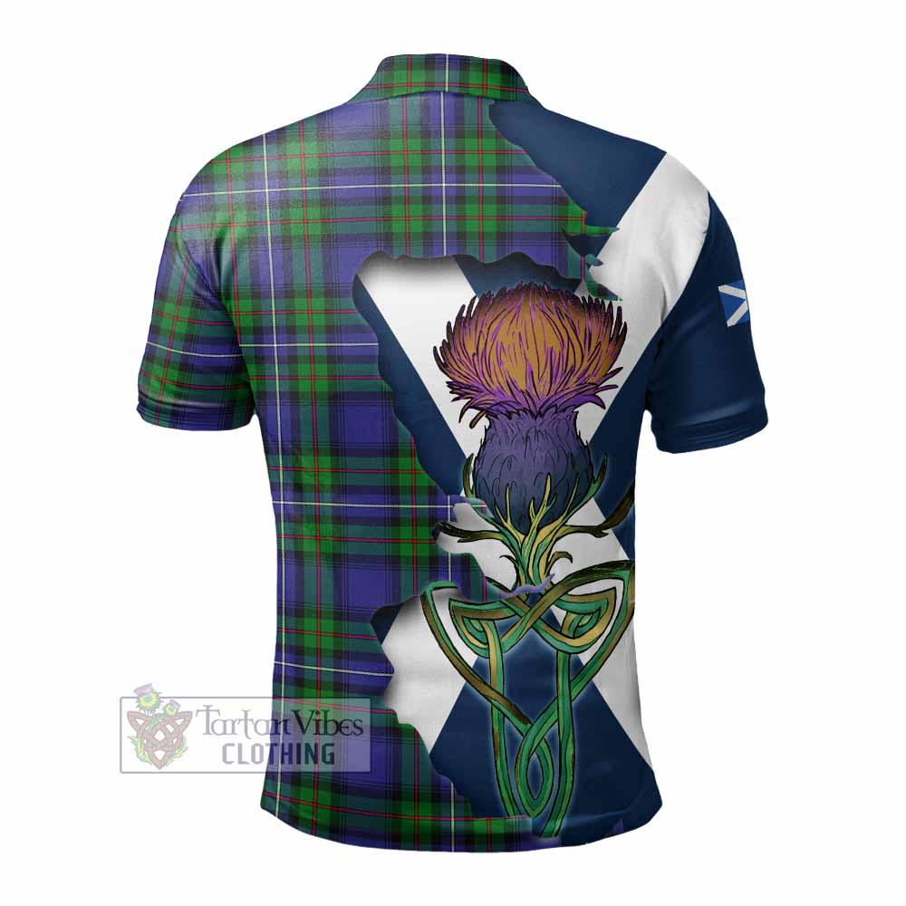 Tartan Vibes Clothing Donnachaidh Tartan Family Crest Polo Shirt Scottish Thistle Celtic Inspired