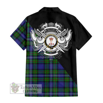 Donnachaidh Tartan Hawaiian Shirt with Family Crest and Military Logo Style