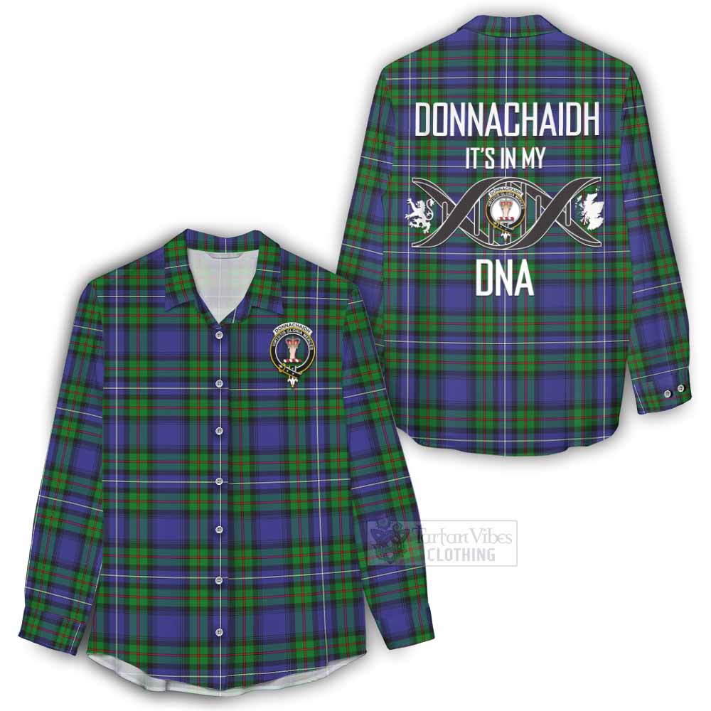 Tartan Vibes Clothing Donnachaidh Tartan Women's Casual Shirt with Family Crest DNA In Me Style