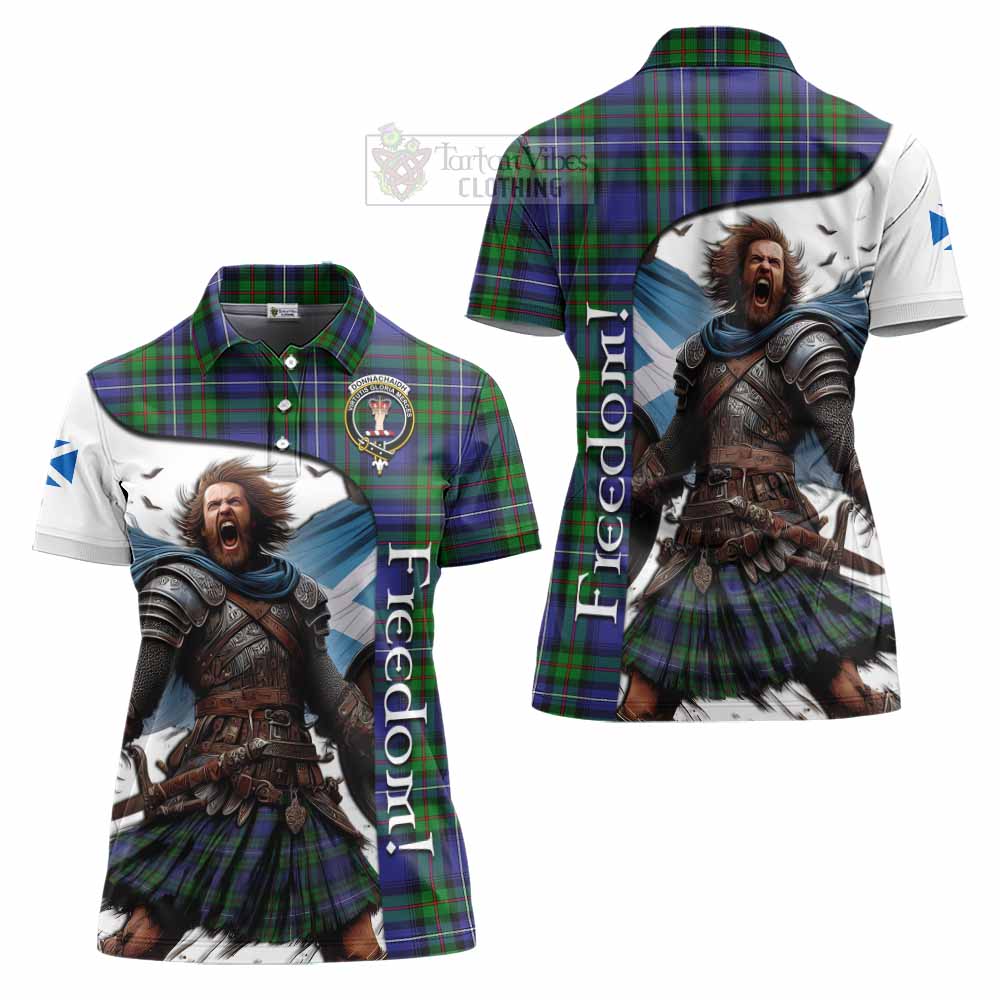 Tartan Vibes Clothing Donnachaidh Crest Tartan Women's Polo Shirt Inspired by the Freedom of Scottish Warrior