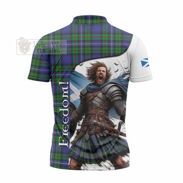 Donnachaidh Crest Tartan Zipper Polo Shirt Inspired by the Freedom of Scottish Warrior