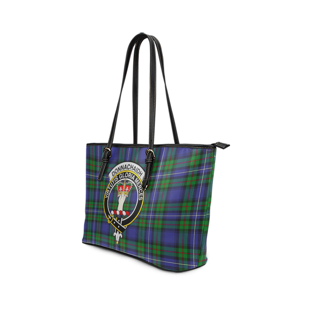 donnachaidh-tartan-leather-tote-bag-with-family-crest