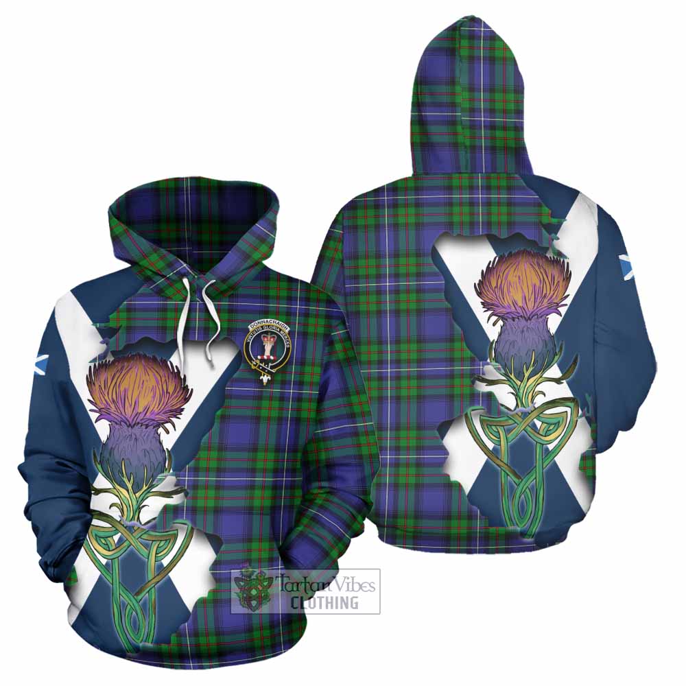 Tartan Vibes Clothing Donnachaidh Tartan Family Crest Hoodie Scottish Thistle Celtic Inspired