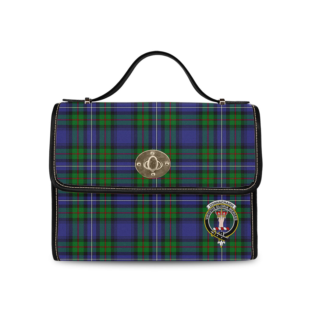 donnachaidh-tartan-leather-strap-waterproof-canvas-bag-with-family-crest