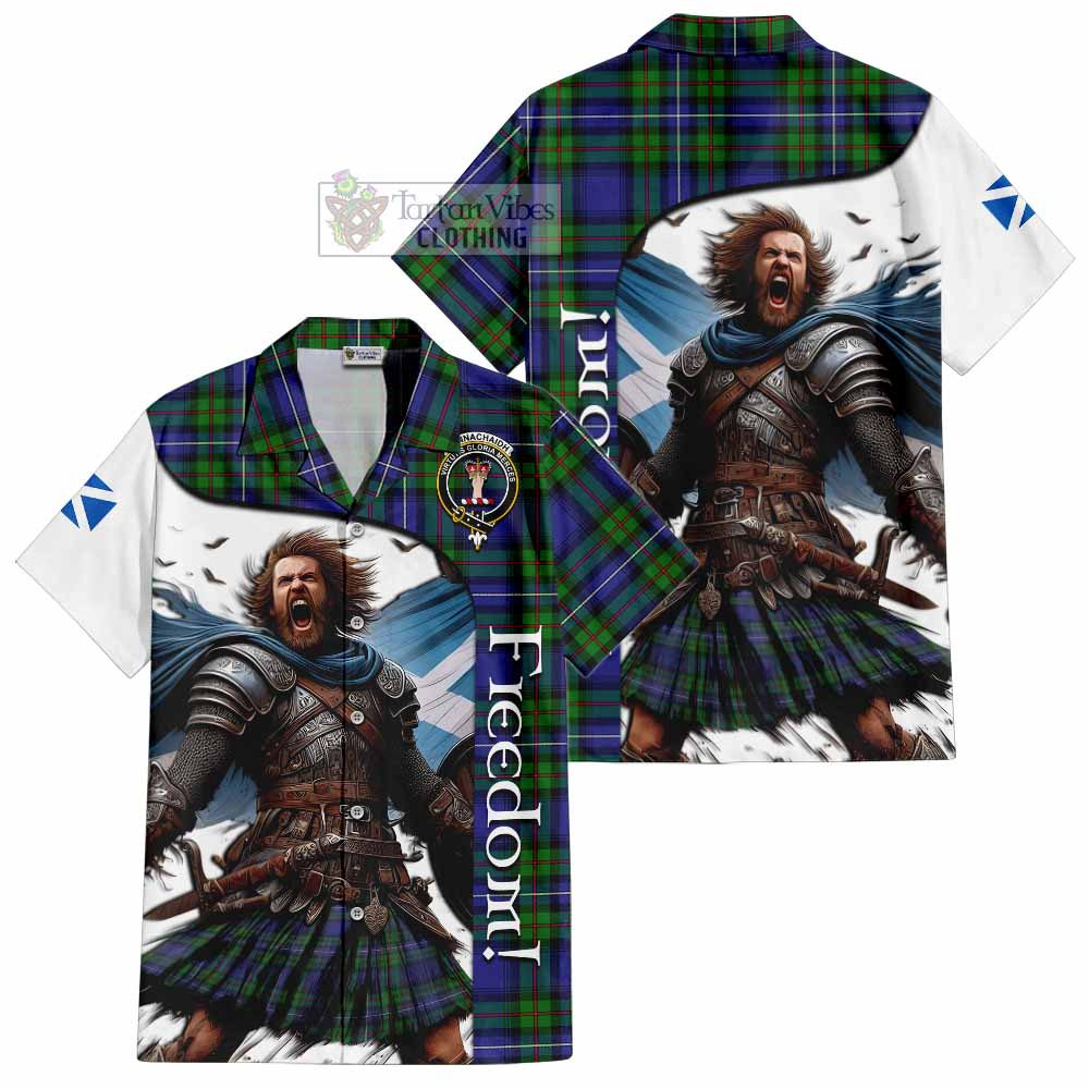 Tartan Vibes Clothing Donnachaidh Crest Tartan Short Sleeve Button Shirt Inspired by the Freedom of Scottish Warrior