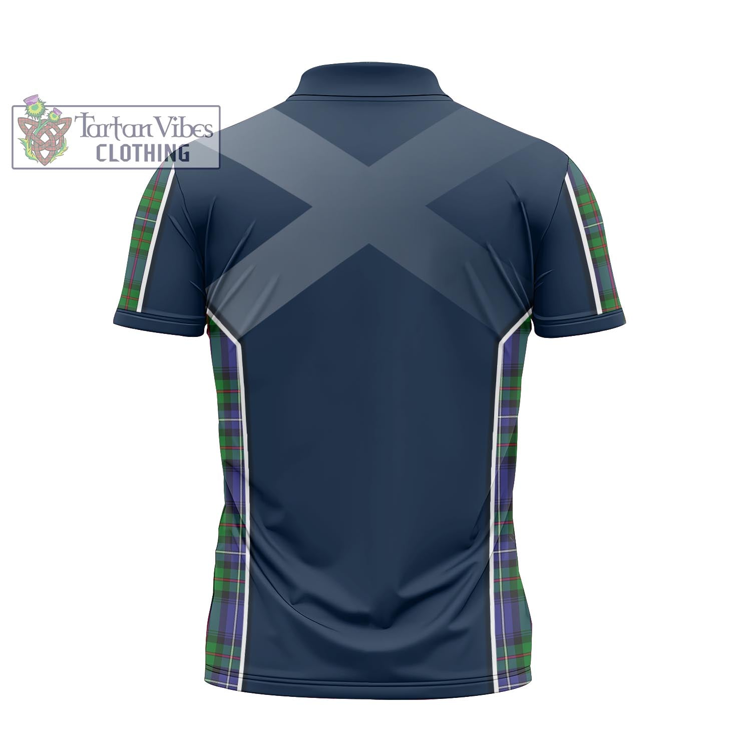 Tartan Vibes Clothing Donnachaidh Tartan Zipper Polo Shirt with Family Crest and Scottish Thistle Vibes Sport Style