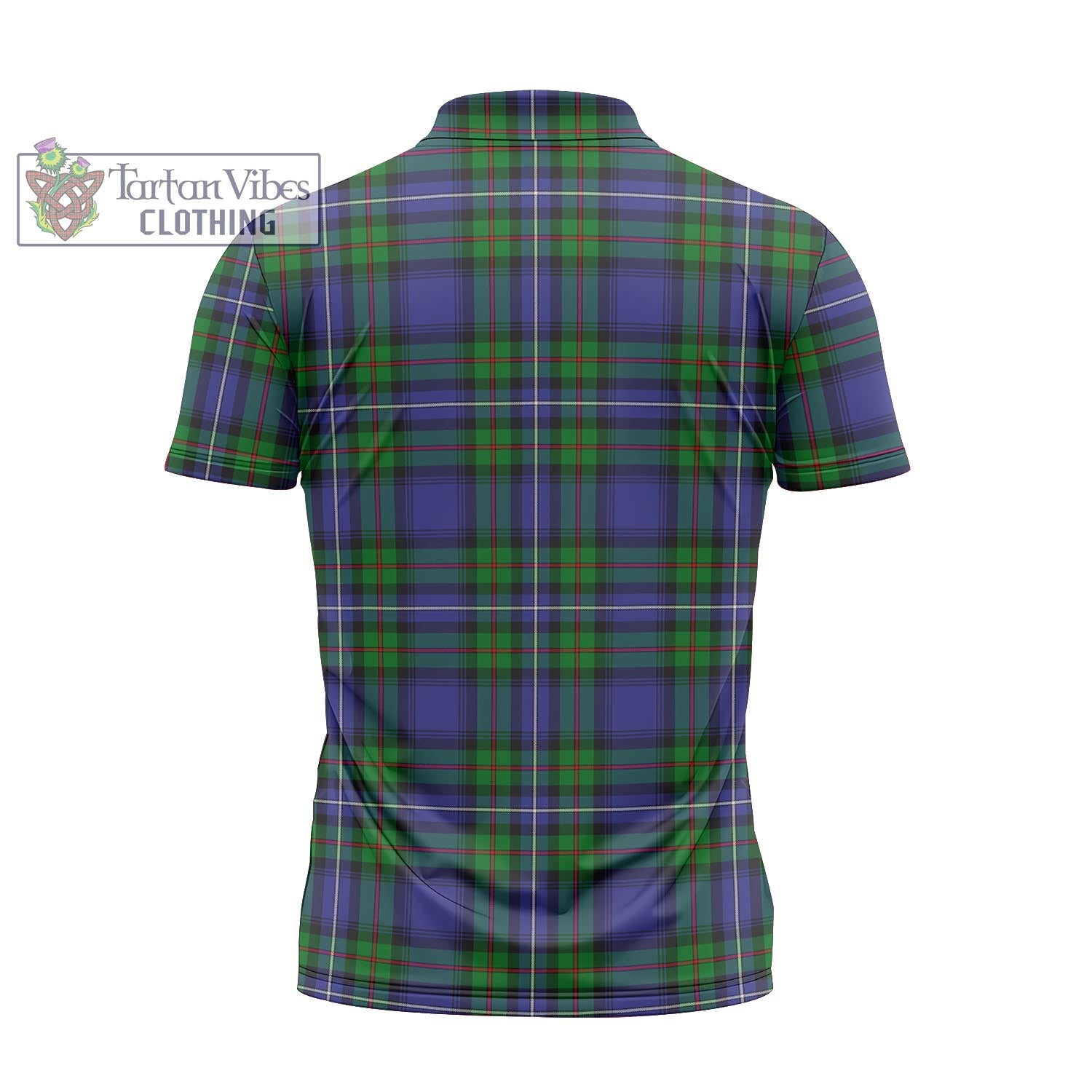 Tartan Vibes Clothing Donnachaidh Tartan Zipper Polo Shirt with Family Crest