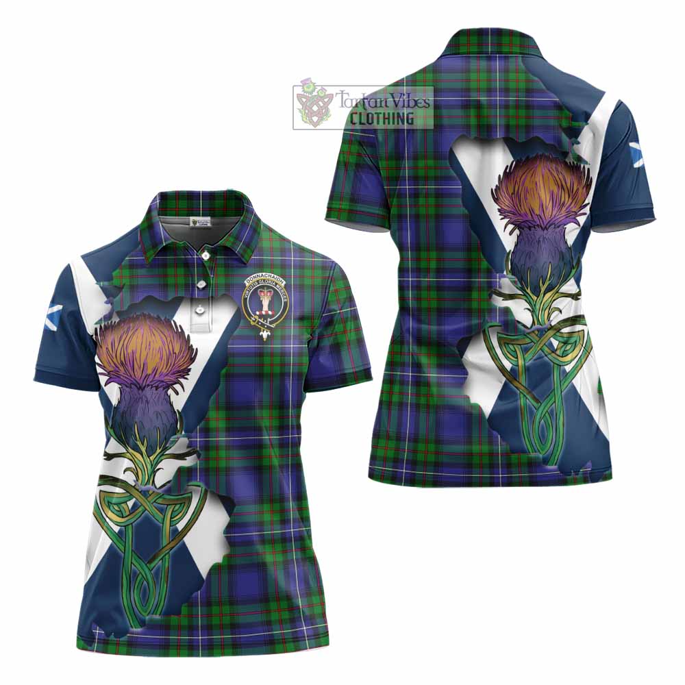 Tartan Vibes Clothing Donnachaidh Tartan Family Crest Women's Polo Shirt Scottish Thistle Celtic Inspired