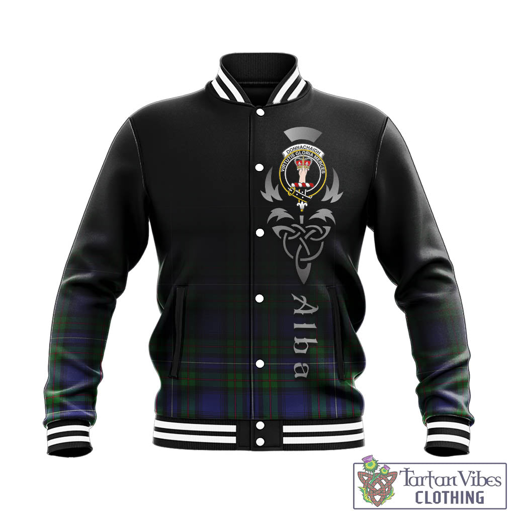 Donnachaidh Tartan Baseball Jacket Featuring Alba Gu Brath Family Crest Celtic Inspired - Tartan Vibes Clothing