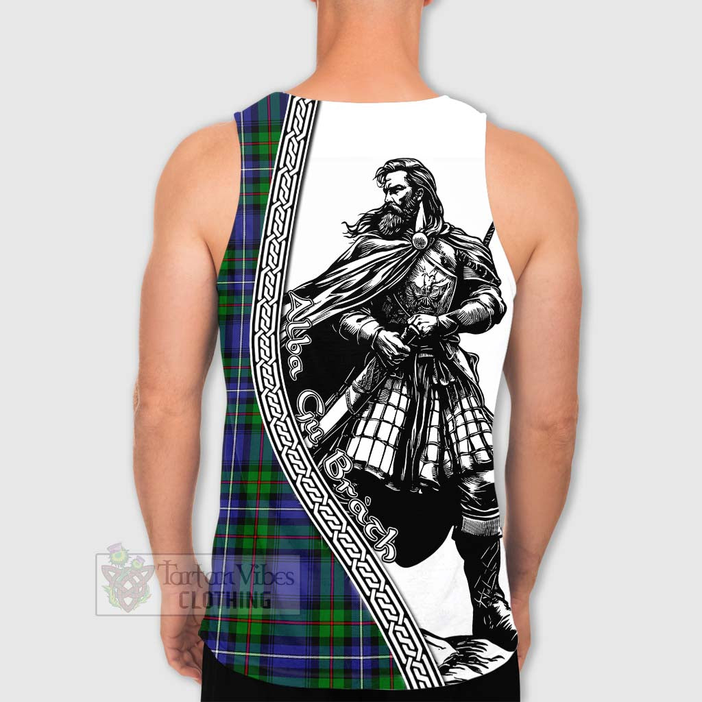 Tartan Vibes Clothing Donnachaidh Tartan Clan Crest Men's Tank Top with Highlander Warrior Celtic Style