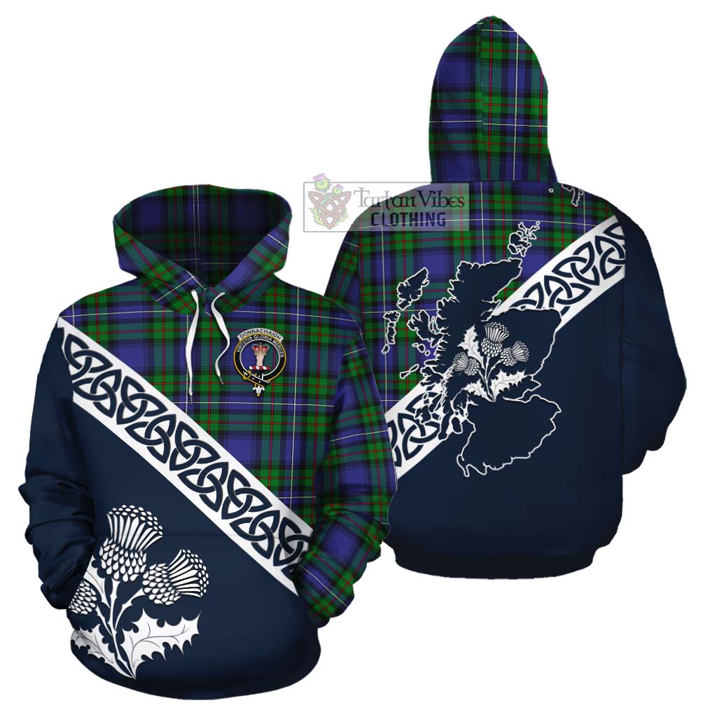 Donnachaidh Tartan Cotton Hoodie Featuring Thistle and Scotland Map Zip Hoodie - Tartan Vibes Clothing