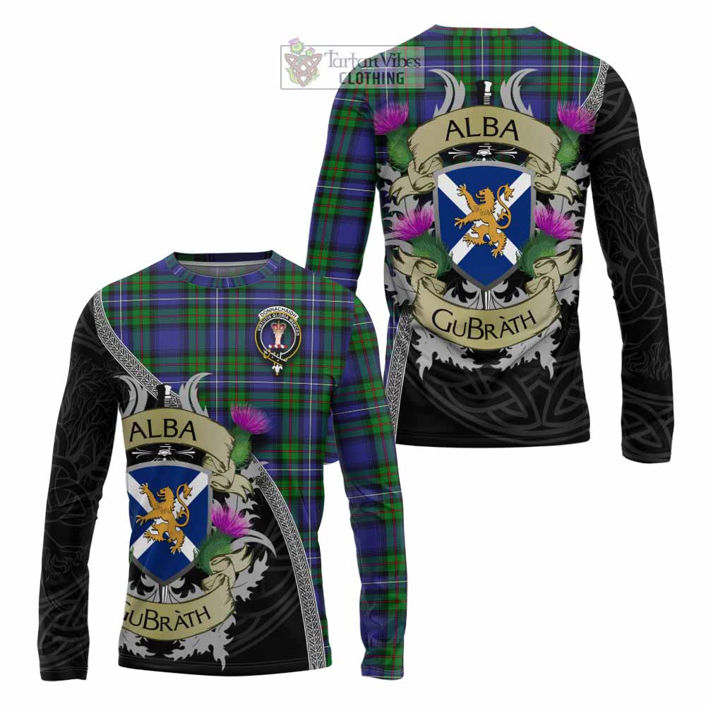 Tartan Vibes Clothing Donnachaidh Tartan Family Crest Long Sleeve T-Shirt Lion Rampant Royal Thistle Shield Celtic Inspired