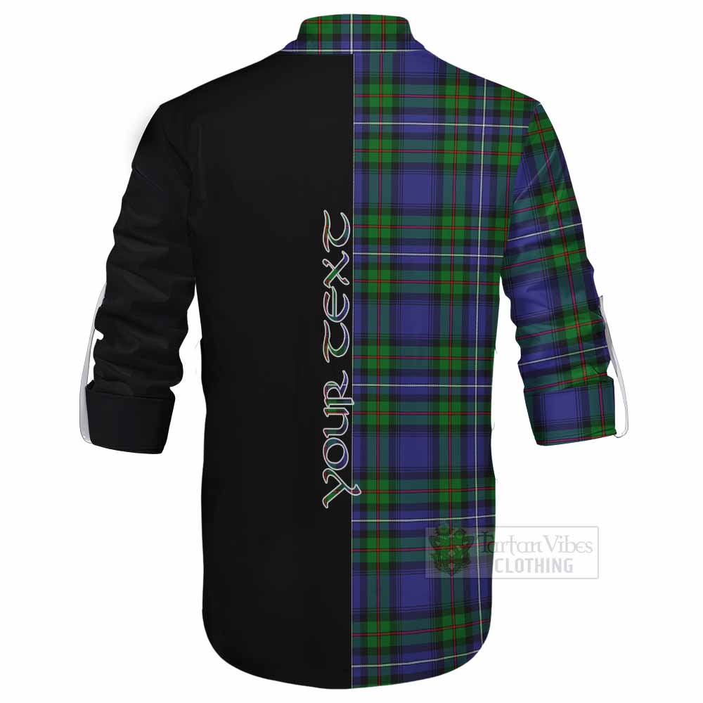 Tartan Vibes Clothing Donnachaidh Tartan Ghillie Kilt Shirt with Family Crest and Half Of Me Style