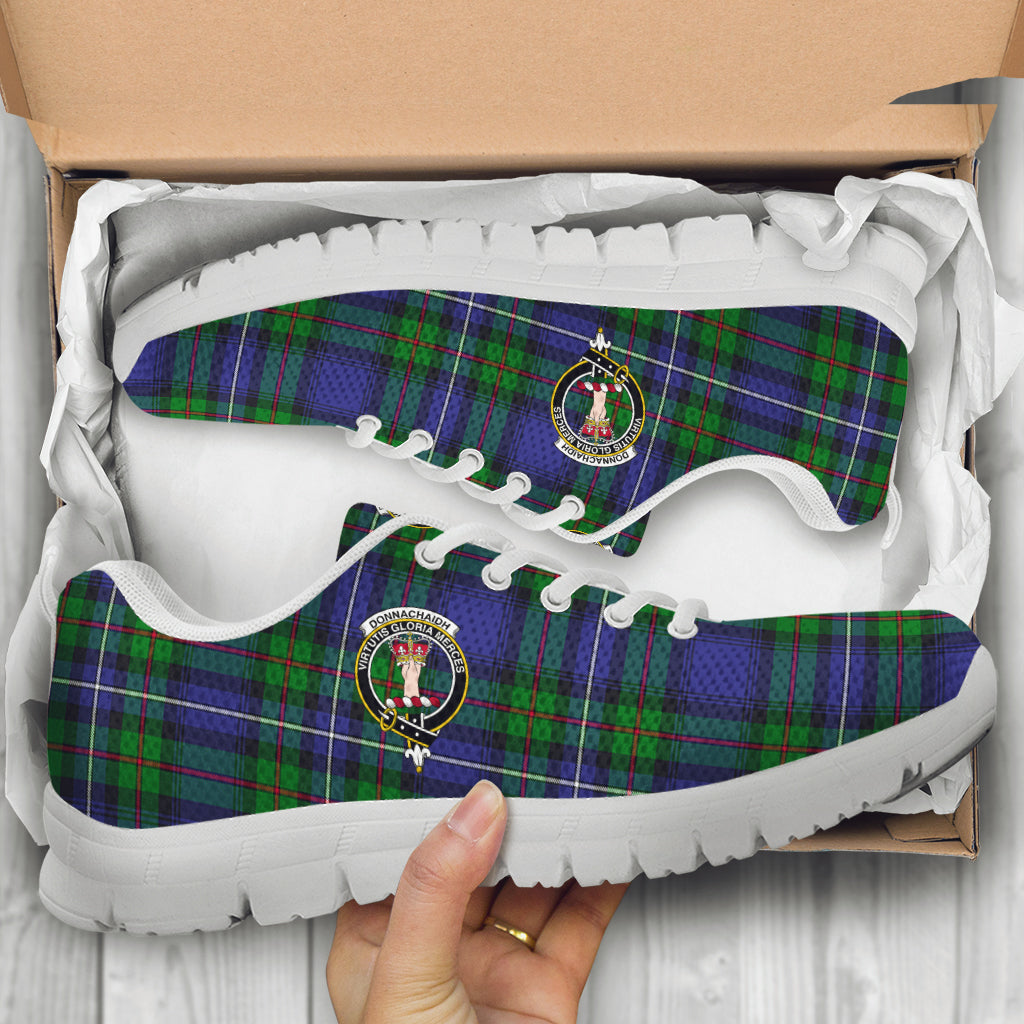 Donnachaidh Tartan Sneakers with Family Crest - Tartan Vibes Clothing