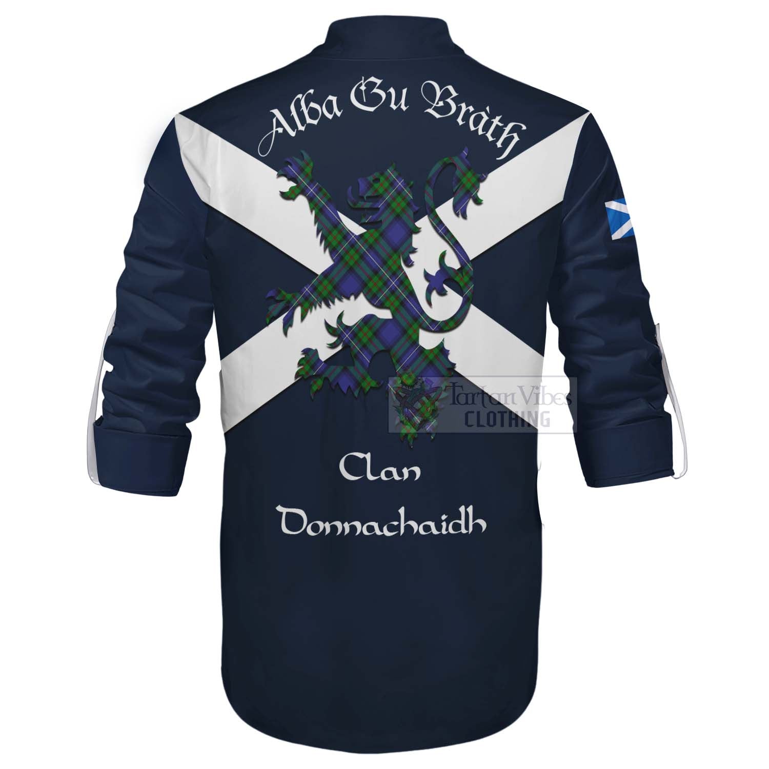Tartan Vibes Clothing Donnachaidh Tartan Lion Rampant Ghillie Kilt Shirt Proudly Display Your Heritage with Alba Gu Brath and Clan Name