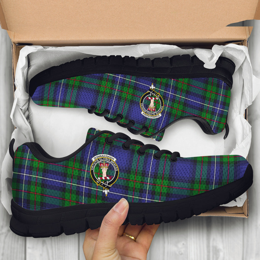 Donnachaidh Tartan Sneakers with Family Crest - Tartan Vibes Clothing