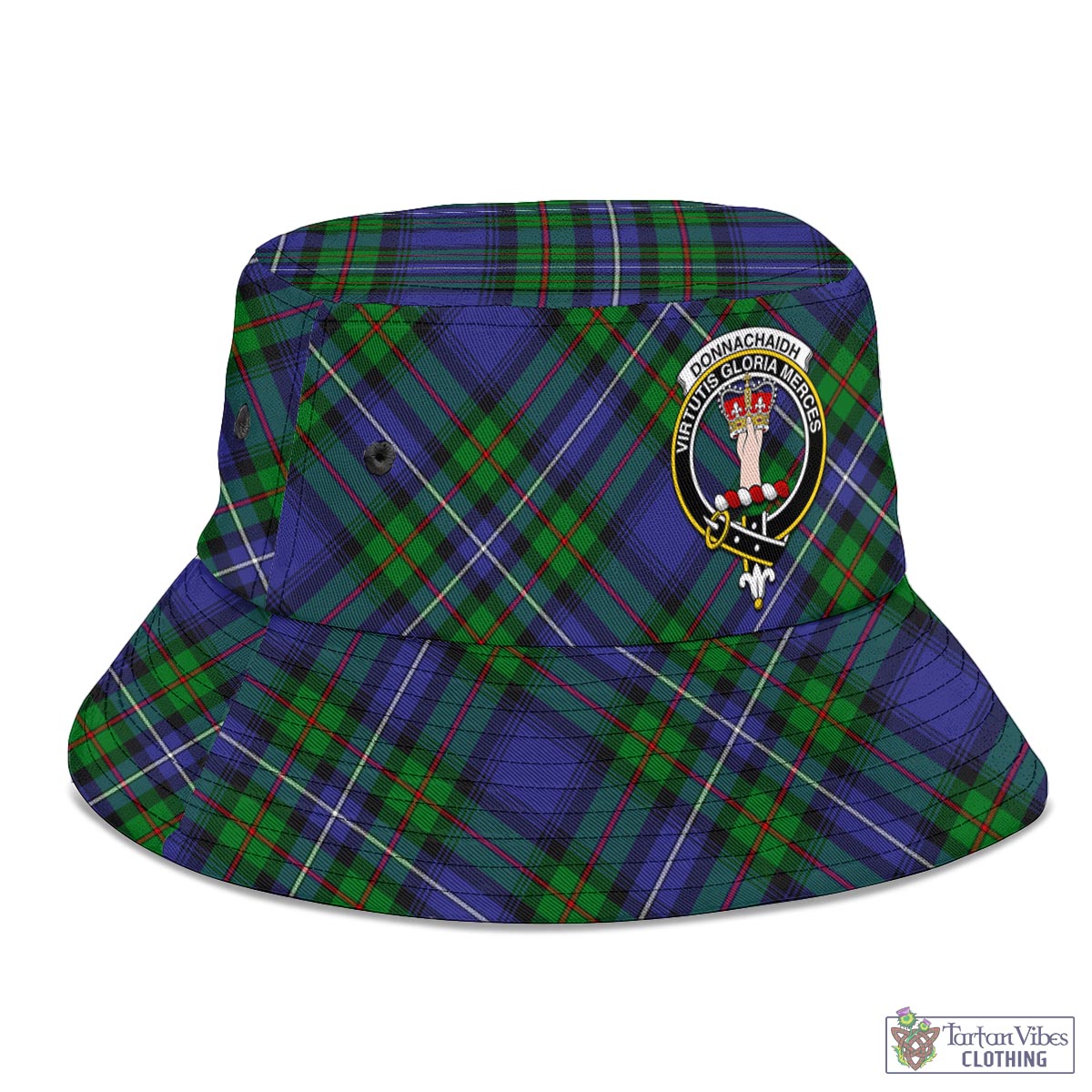 Tartan Vibes Clothing Donnachaidh Tartan Bucket Hat with Family Crest