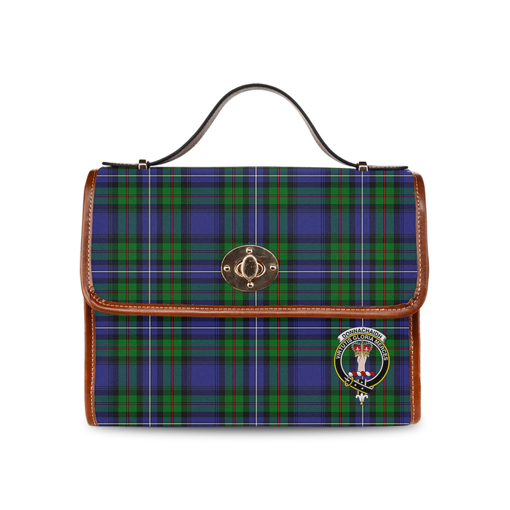 donnachaidh-tartan-leather-strap-waterproof-canvas-bag-with-family-crest