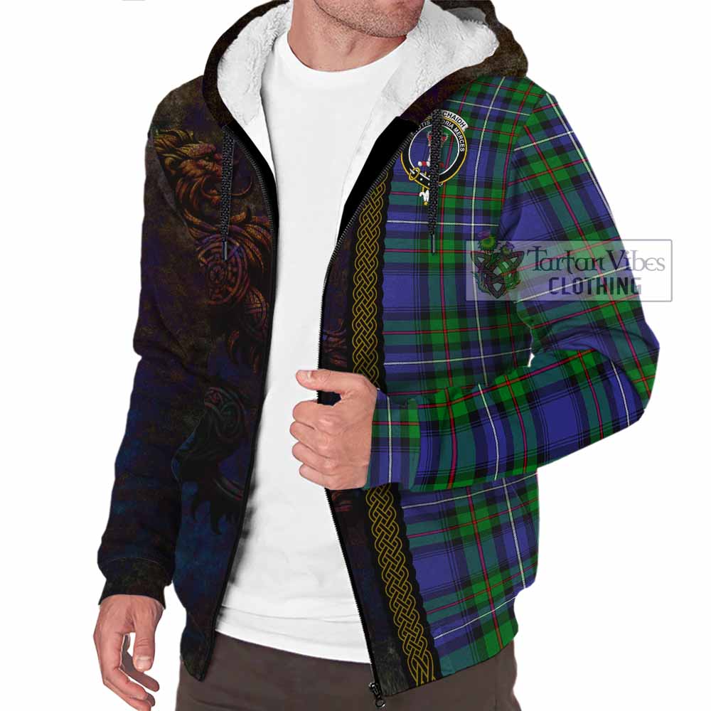Tartan Vibes Clothing Donnachaidh Tartan Family Crest Sherpa Hoodie Alba Gu Brath Be Brave Lion Ancient Style