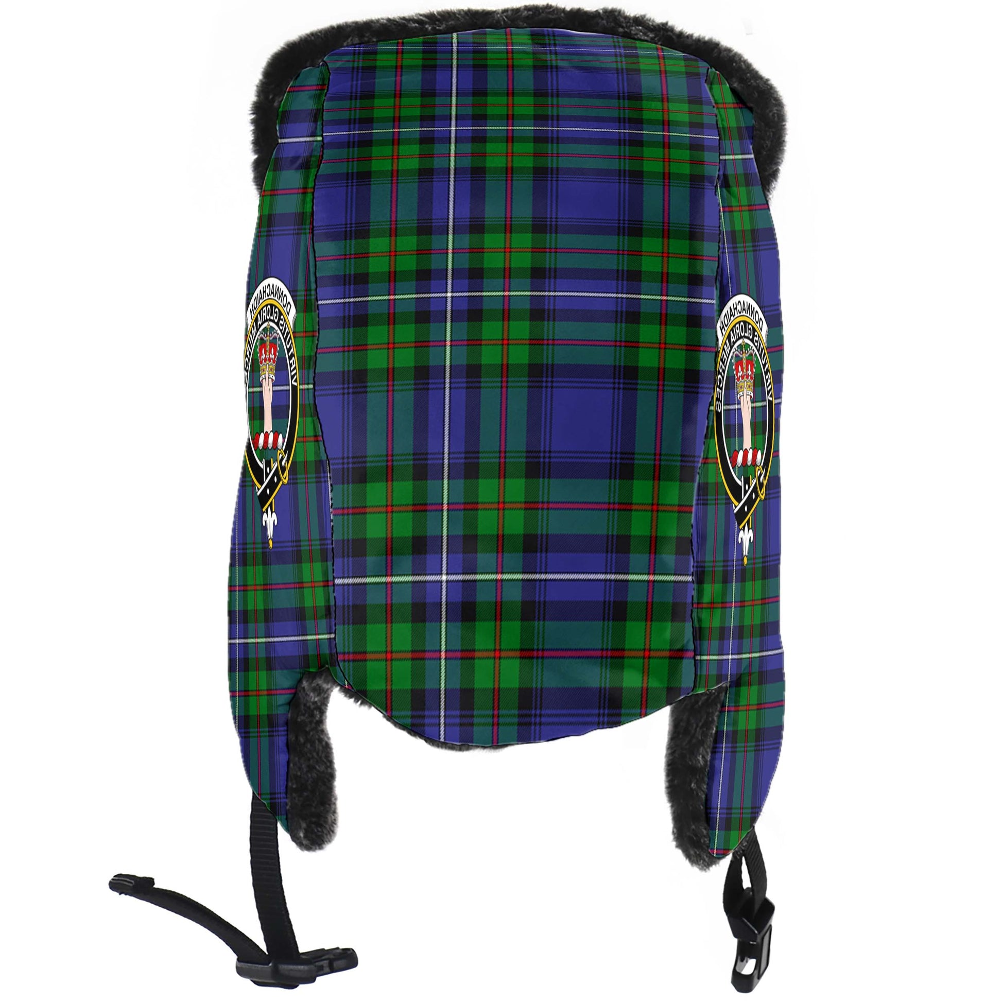 Donnachaidh Tartan Winter Trapper Hat with Family Crest - Tartanvibesclothing