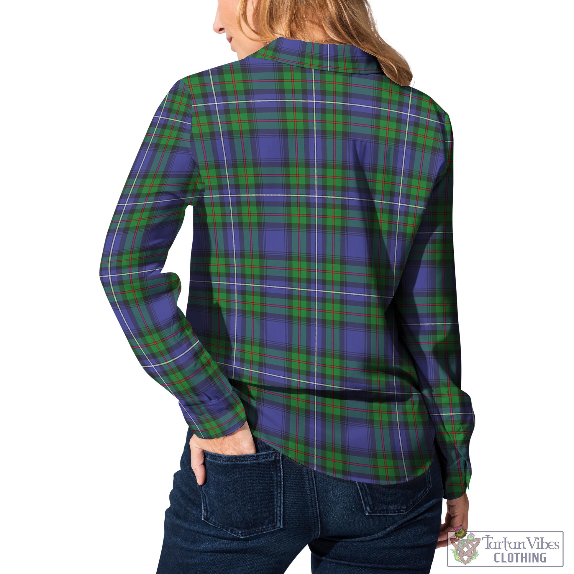 Tartan Vibes Clothing Donnachaidh Tartan Womens Casual Shirt with Family Crest