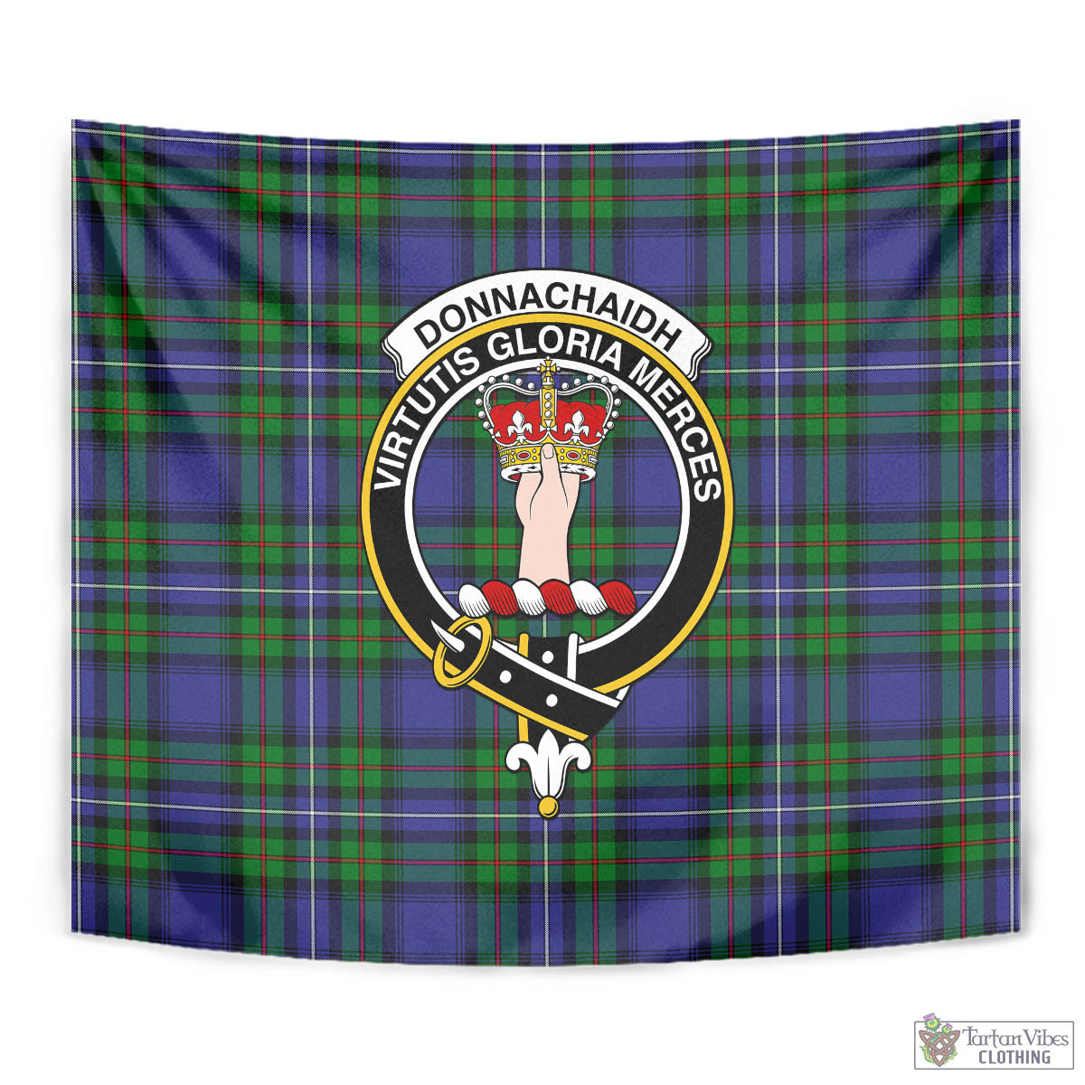Tartan Vibes Clothing Donnachaidh Tartan Tapestry Wall Hanging and Home Decor for Room with Family Crest