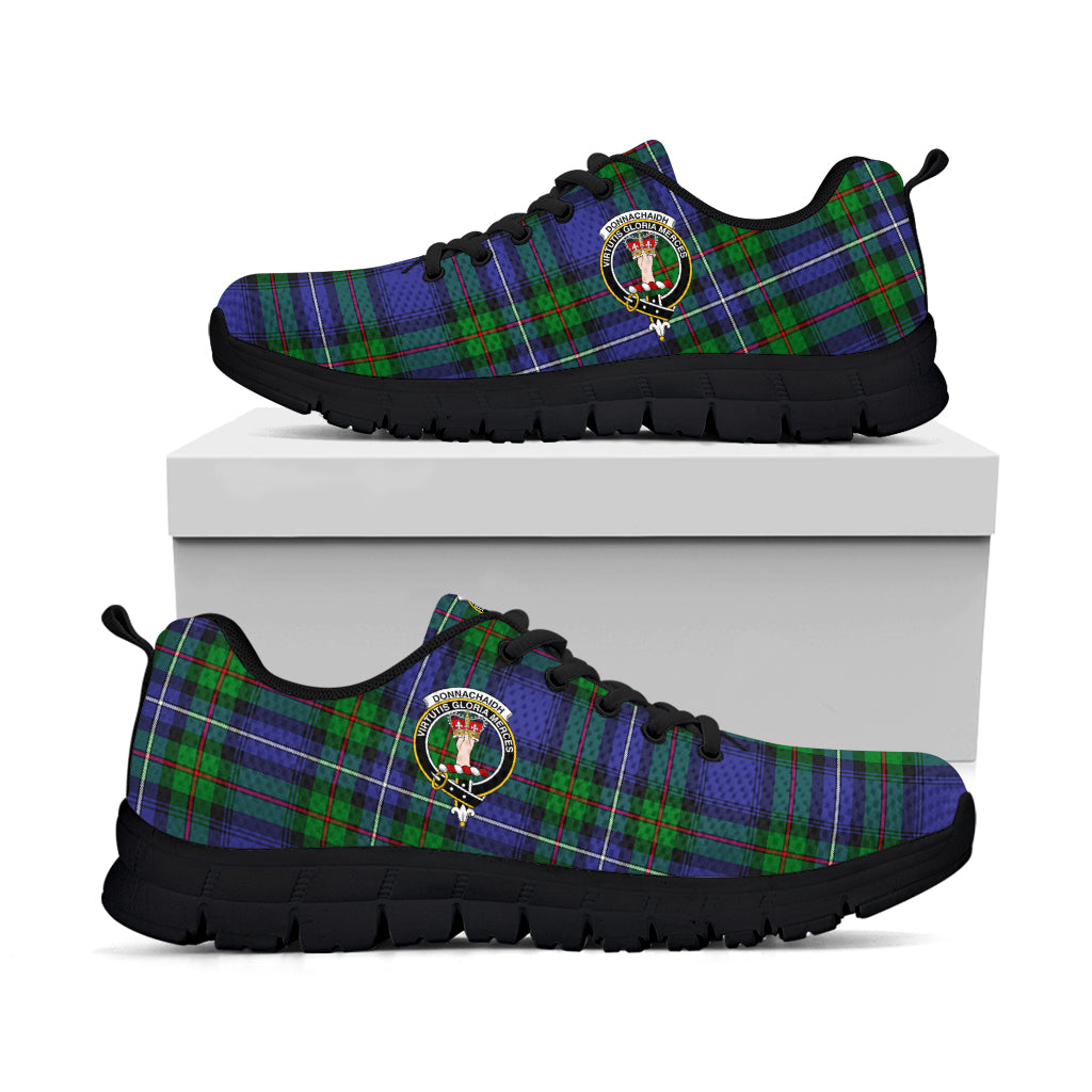 Donnachaidh Tartan Sneakers with Family Crest - Tartan Vibes Clothing