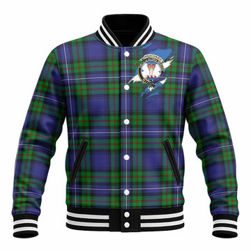 Donnachaidh Clan Crest In Me Tartan Baseball Jacket Scotland Flag Style