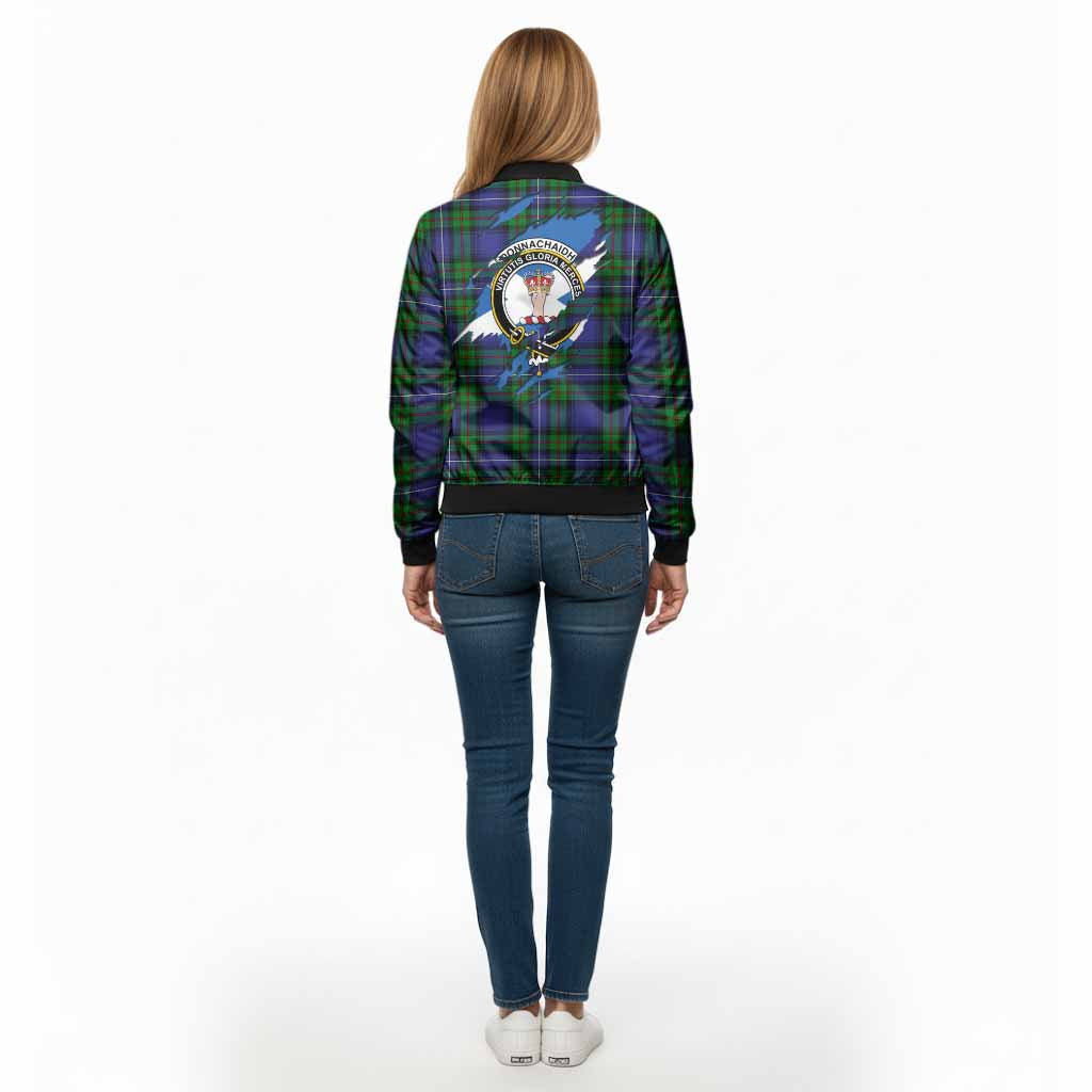 Donnachaidh Clan Crest In Me Tartan Bomber Jacket Scotland Flag Style