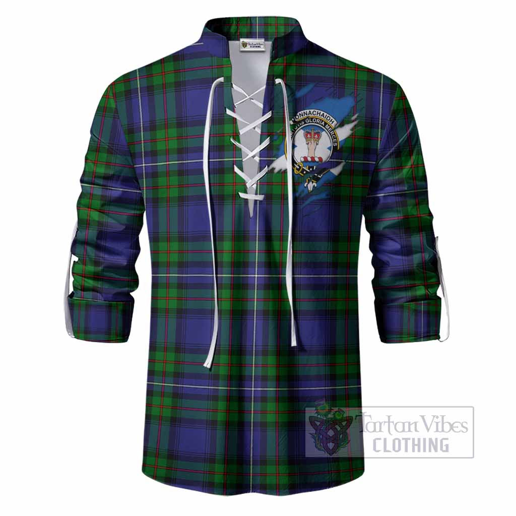Donnachaidh Clan Crest In Me Tartan Ghillie Shirt Scotland Flag Style
