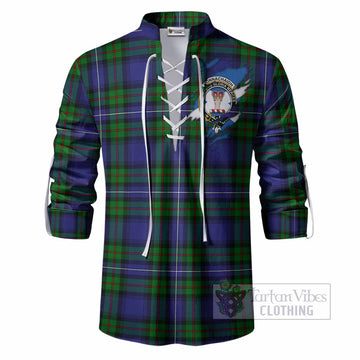 Donnachaidh Clan Crest In Me Tartan Ghillie Shirt Scotland Flag Style