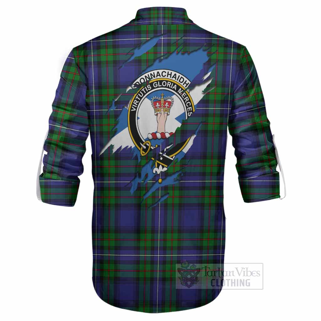 Donnachaidh Clan Crest In Me Tartan Ghillie Shirt Scotland Flag Style