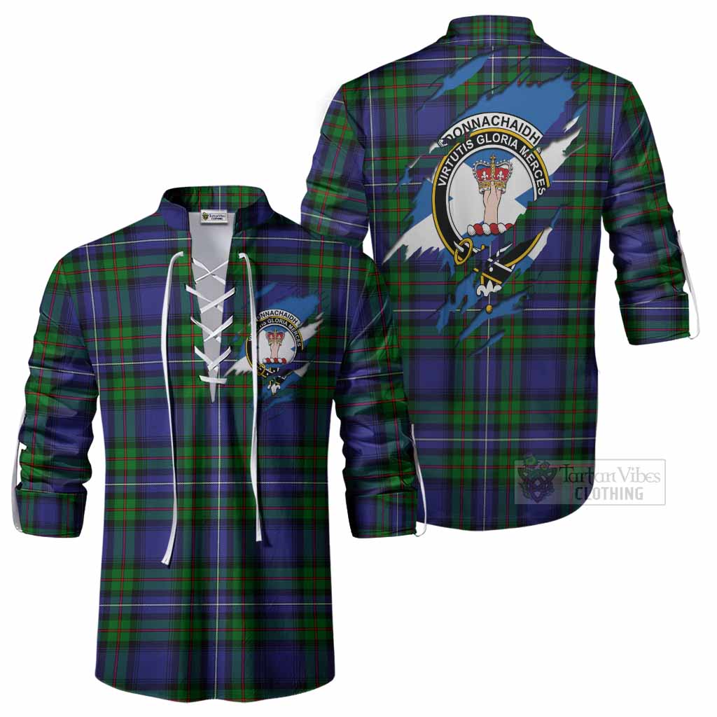 Donnachaidh Clan Crest In Me Tartan Ghillie Shirt Scotland Flag Style