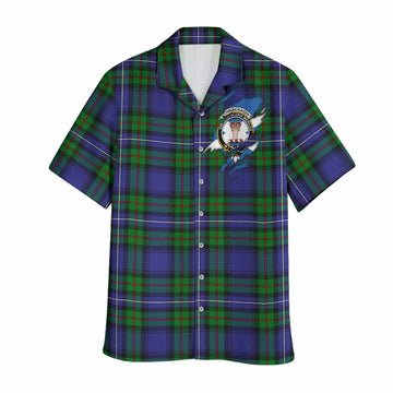 Donnachaidh Clan Crest In Me Tartan Hawaiian Shirt Scotland Flag Style