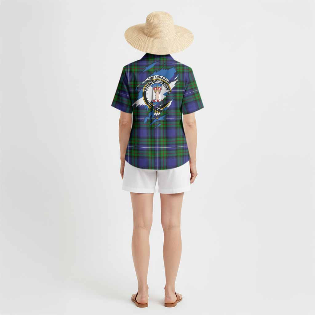 Donnachaidh Clan Crest In Me Tartan Hawaiian Shirt Scotland Flag Style