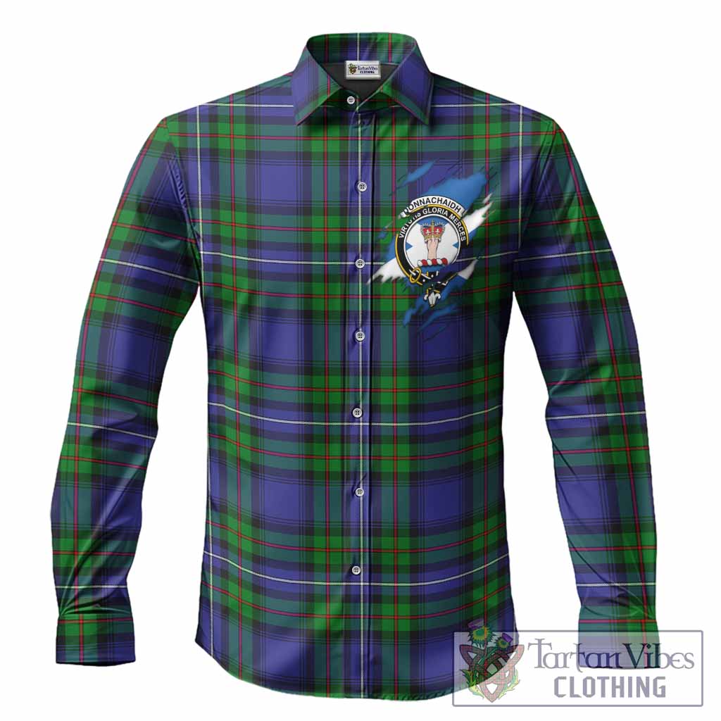 Donnachaidh Clan Crest In Me Tartan Long Sleeve Button Shirts Scotland Flag Style