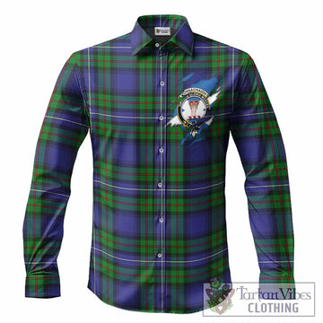 Donnachaidh Clan Crest In Me Tartan Long Sleeve Button Shirts Scotland Flag Style