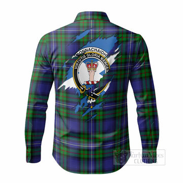 Donnachaidh Clan Crest In Me Tartan Long Sleeve Button Shirts Scotland Flag Style