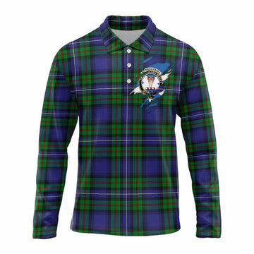Donnachaidh Clan Crest In Me Tartan Long Sleeve Polo Shirt Scotland Flag Style