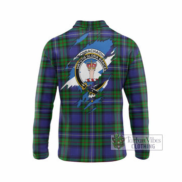 Donnachaidh Clan Crest In Me Tartan Long Sleeve Polo Shirt Scotland Flag Style