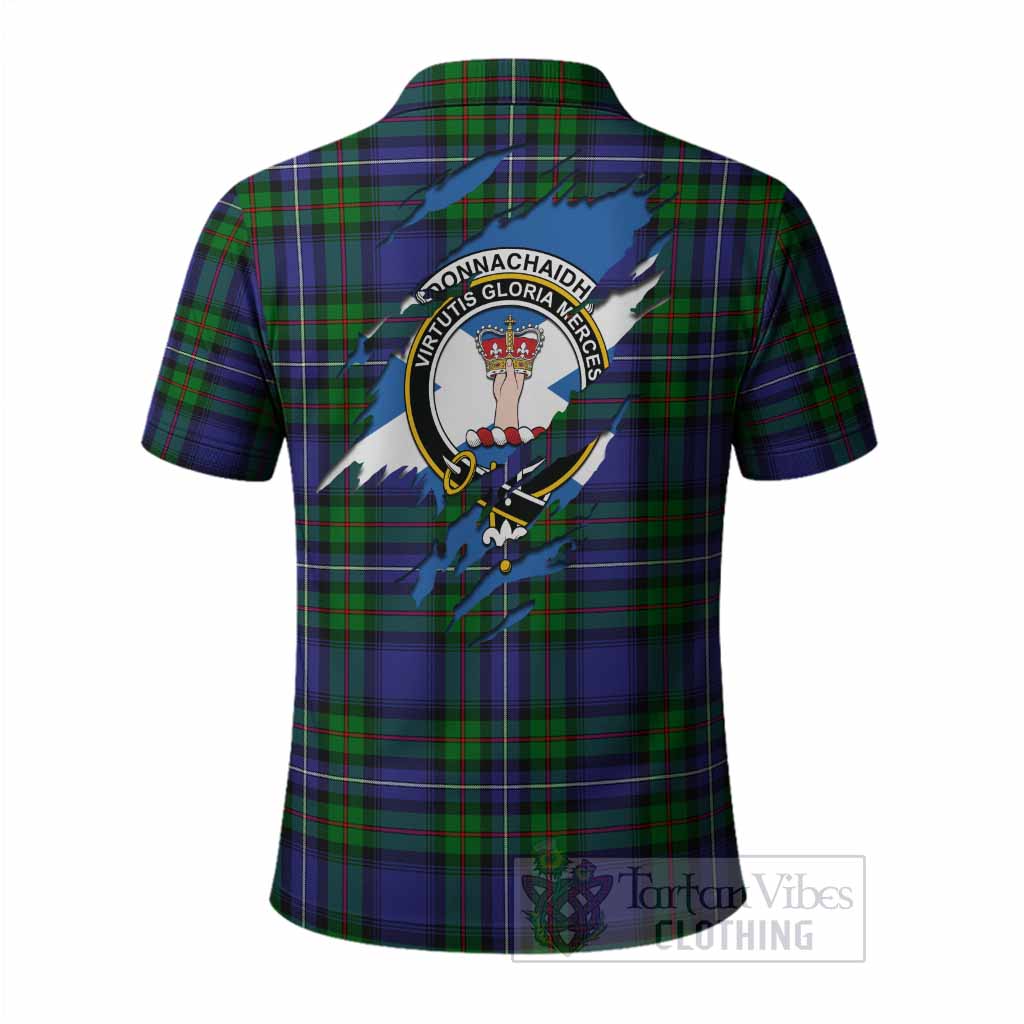 Donnachaidh Clan Crest In Me Tartan Polo Shirt Scotland Flag Style