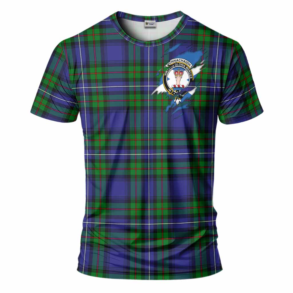 Donnachaidh Clan Crest In Me Tartan T-Shirt Scotland Flag Style