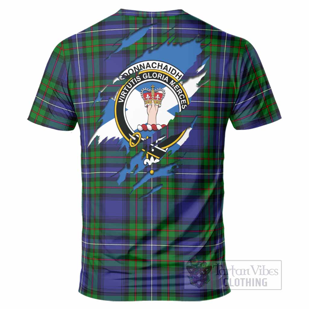 Donnachaidh Clan Crest In Me Tartan T-Shirt Scotland Flag Style