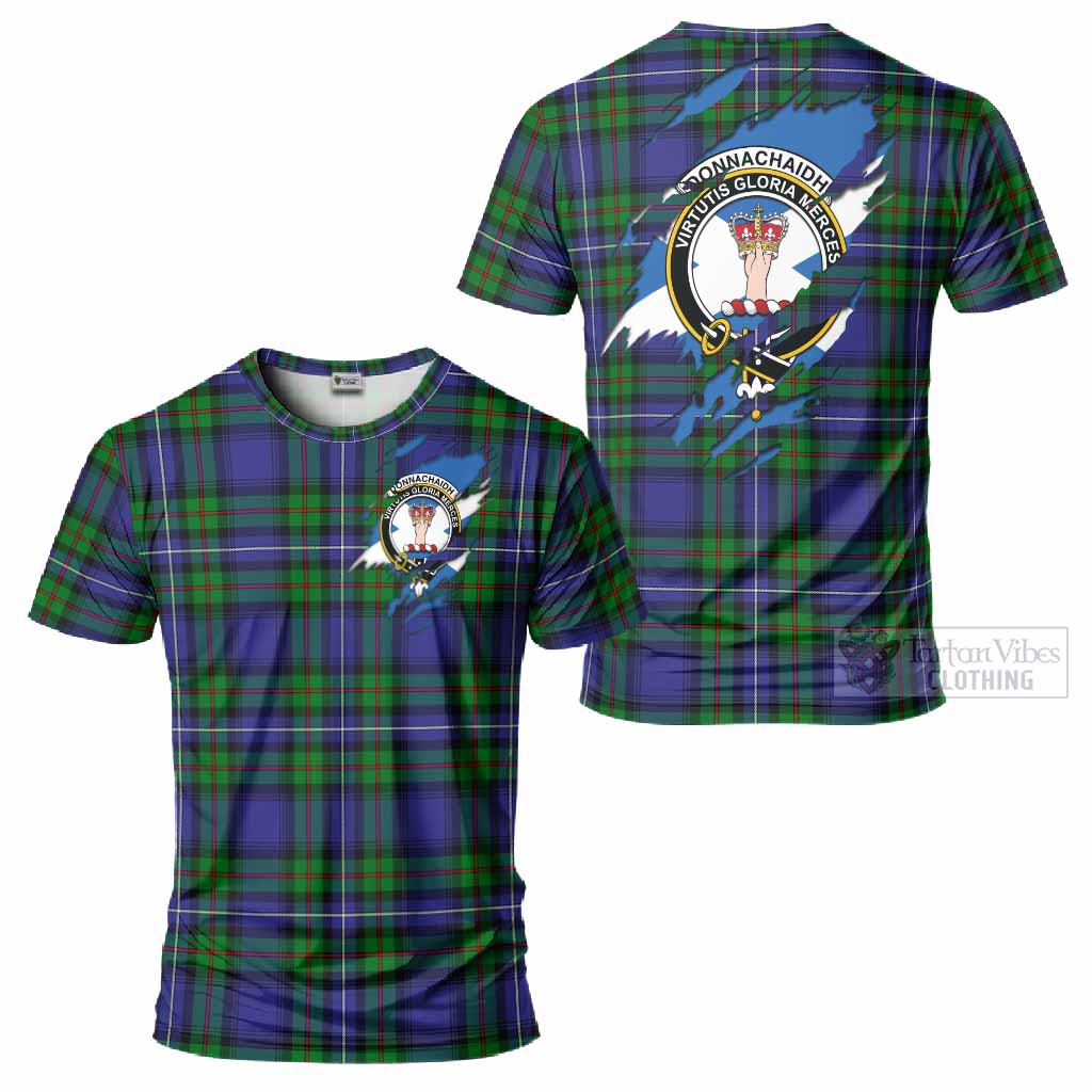 Donnachaidh Clan Crest In Me Tartan T-Shirt Scotland Flag Style